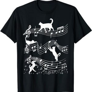 "Vibrazioni musicali di gatto! Scopri l'armonia felina con la nostra maglietta a tema musicale."