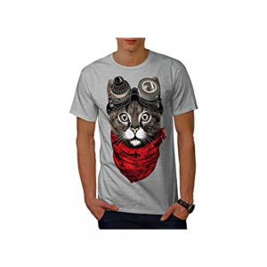 t-shirt con gatto aviatore