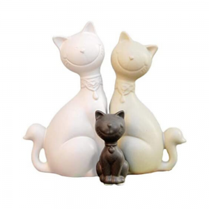 Famiglia gatti in ceramica
