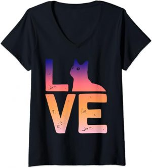 "Esprimi il tuo amore per i gatti con stile: Maglietta Collo a V per gli amanti dei felini!"